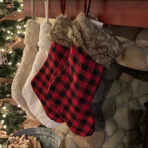 2 Buffalo plaid and Fur stockings